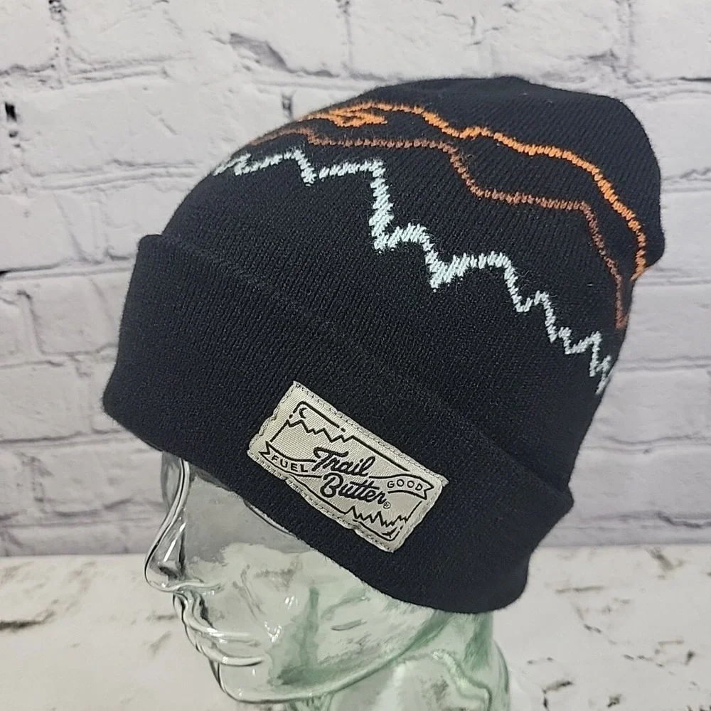 Fuel Good Trail Butter Beanie Hat Cap‎ Black with Print Unisex Winter